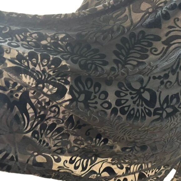 Soft Surroundings Black Floral Burnout Velvet Tunic Top With Crystal Button Cuff - Picture 6 of 12